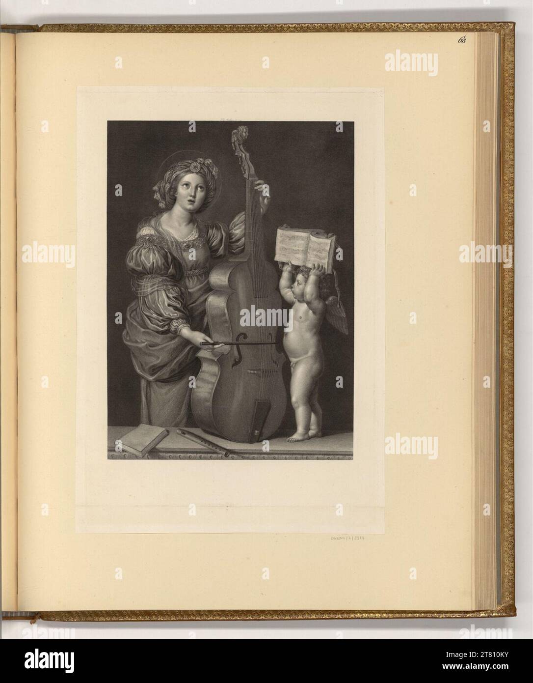 Johann Gotthard von Müller St. Cäcilia spielt Violine. Kupferstich, Ätzung 1762-1830 , 1762/1830 Stockfoto