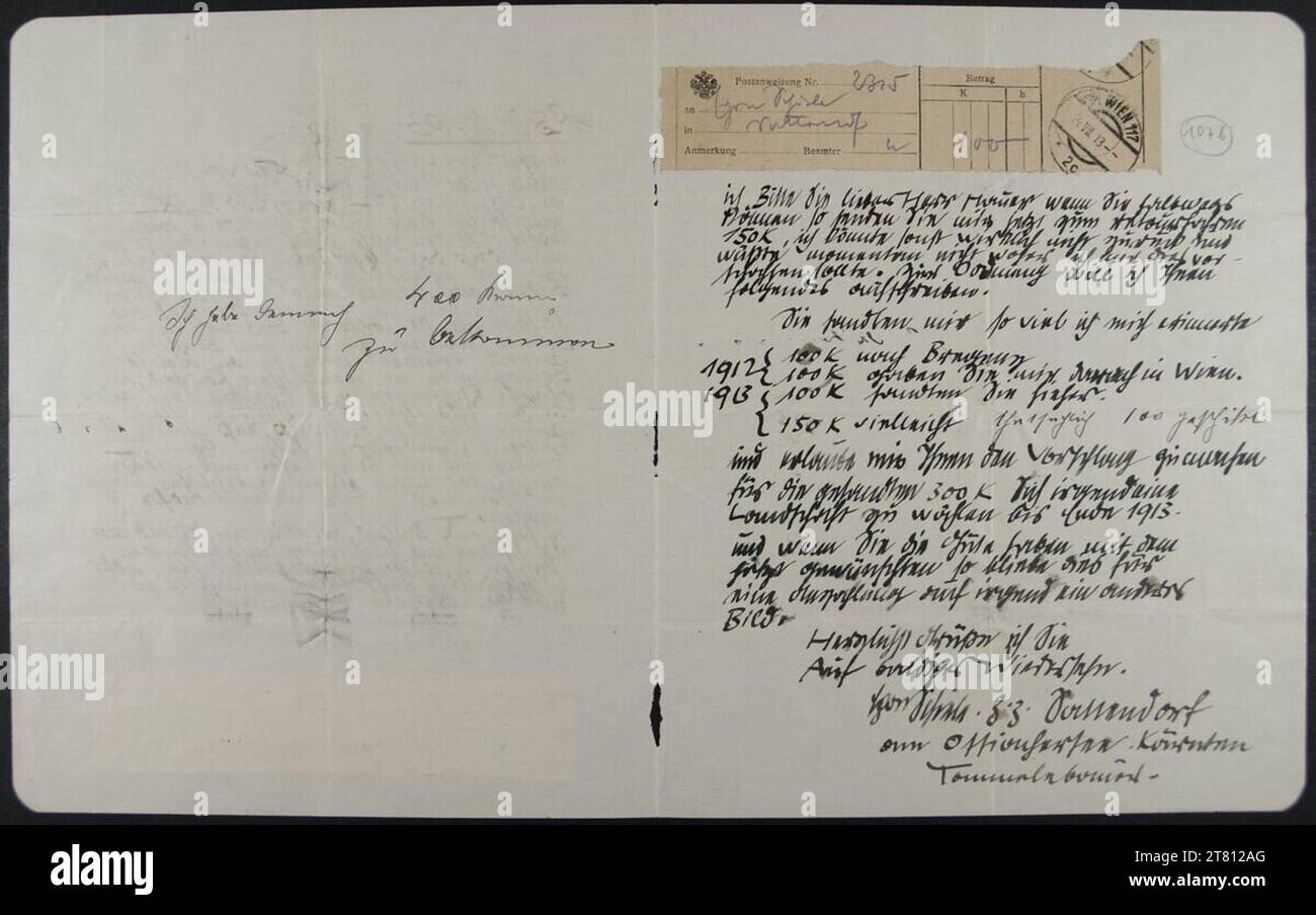 Egon Schiele (Verfasser in) Brief von Egon Schiele an Franz Hauer am 25. August 1913. Tinte (schwarz) auf Papier 25. August 1913 , 25. August 1913 Stockfoto