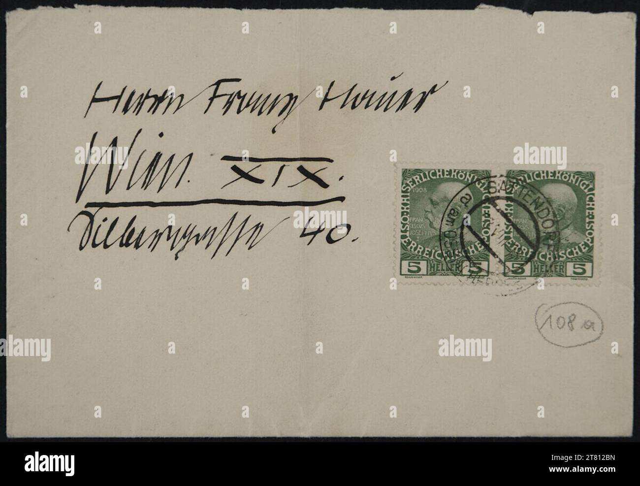 Egon Schiele (Verfasser in) Brief von Egon Schiele an Franz Hauer am 13. August 1913. Tinte (schwarz) auf Papier 13. August 1913 , 13. August 1913 Stockfoto