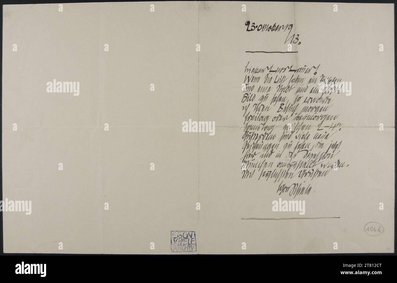 Egon Schiele (Verfasser in) Brief von Egon Schiele an Franz Hauer vom 23. Oktober 1913. Tinte (schwarz) auf Papier 23. Oktober 1913 , 23. 10. 1913 Stockfoto