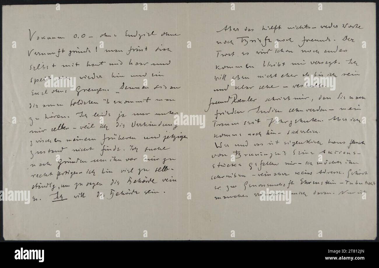 Karl Otten (Verfasser in) Brief von Karl Otten an Egon Schiele vom 13./14. Dezember 1914. Tinte (schwarz) auf Papier 13./14. Dezember 1914 Stockfoto
