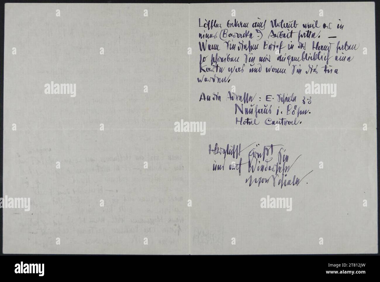 Egon Schiele (Verfasser in) Brief von Egon Schiele an Johannes Fischer vom 8. Juli 1915. Tinte (schwarz, lila) auf Papier 8. Juli 1915 , 08.07.1915 Stockfoto