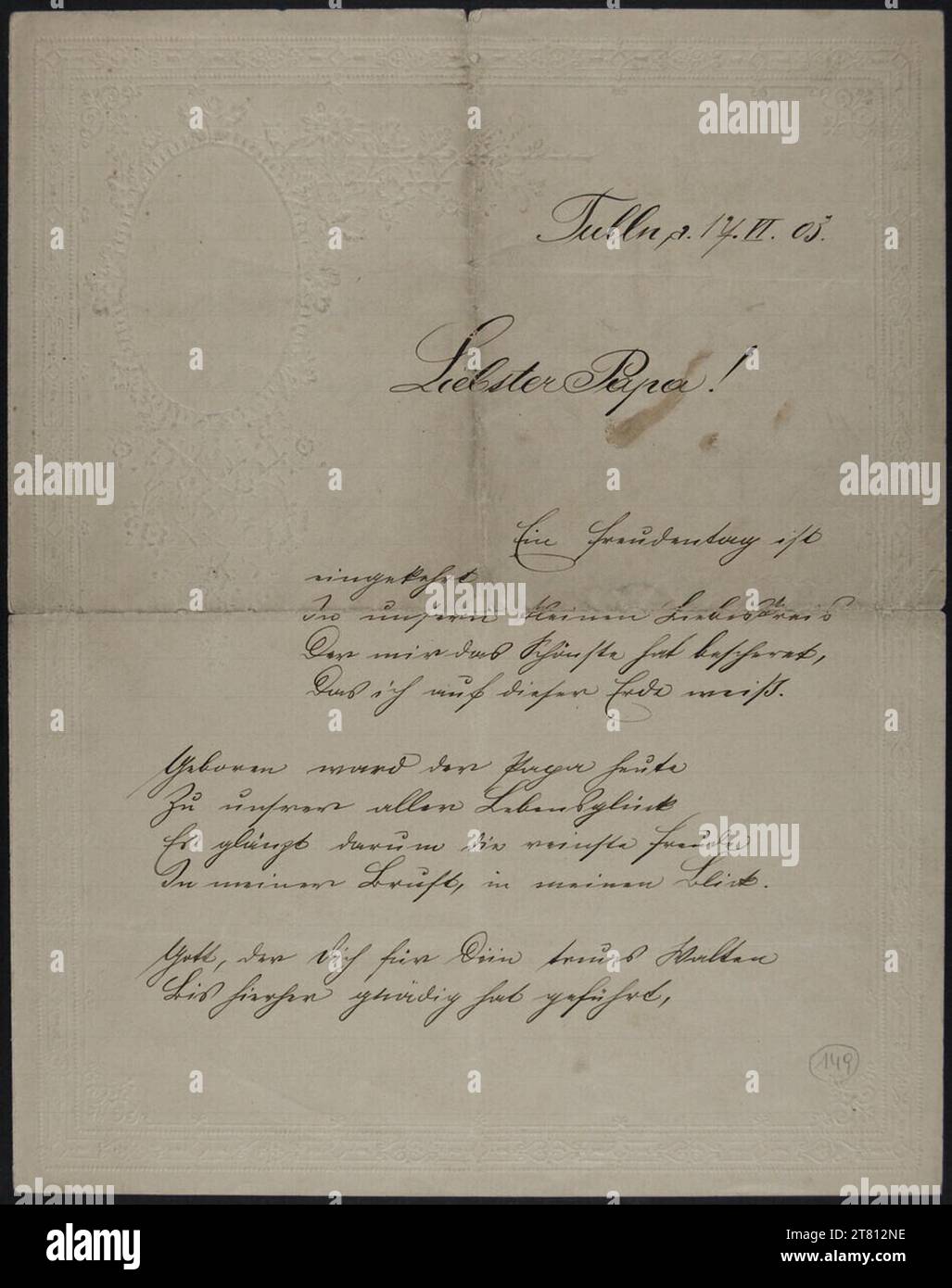 Egon Schiele (Verfasser in) Geburtstagsgedicht von Egon Schiele für seinen Vater Adolf Schiele am 17. Juni 1903. Tinte (schwarz) auf Papier 17. Juni 1903 , 17. Juni 1903 Stockfoto