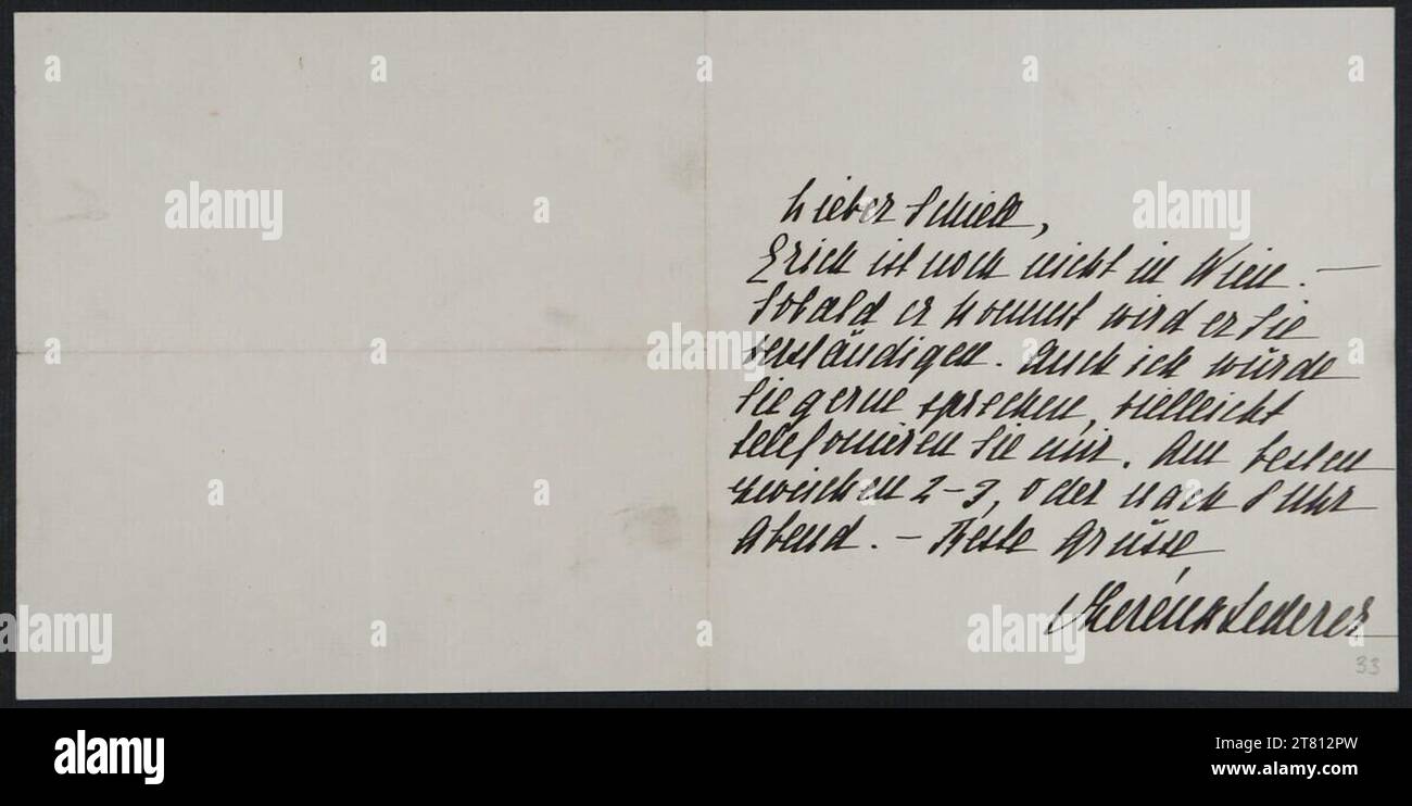 Szeréna Lederer (Verfasser in) Brief von Serena Lederer an Egon Schiele nach dem 7. Okt. 1913. Tinte (schwarz) auf Papier nach dem 7. Oktober 1913 Stockfoto