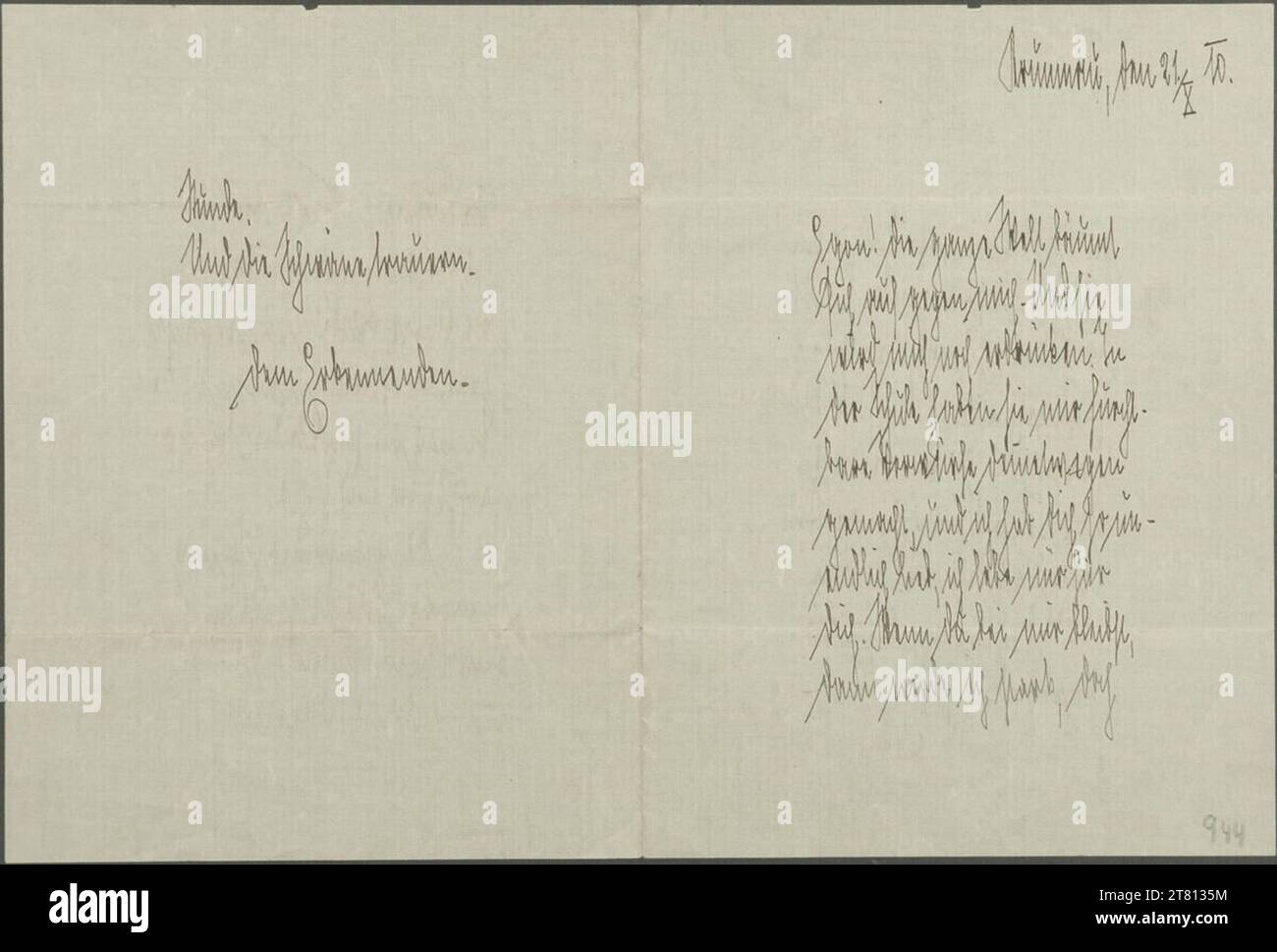 Willy Lidl (Verfasser in) Brief von Willy Lidl an Egon Schiele vom 21. Oktober 1910. Tinte (schwarz) auf Papier 21. Oktober 1910 , 21. 10. 1910 Stockfoto