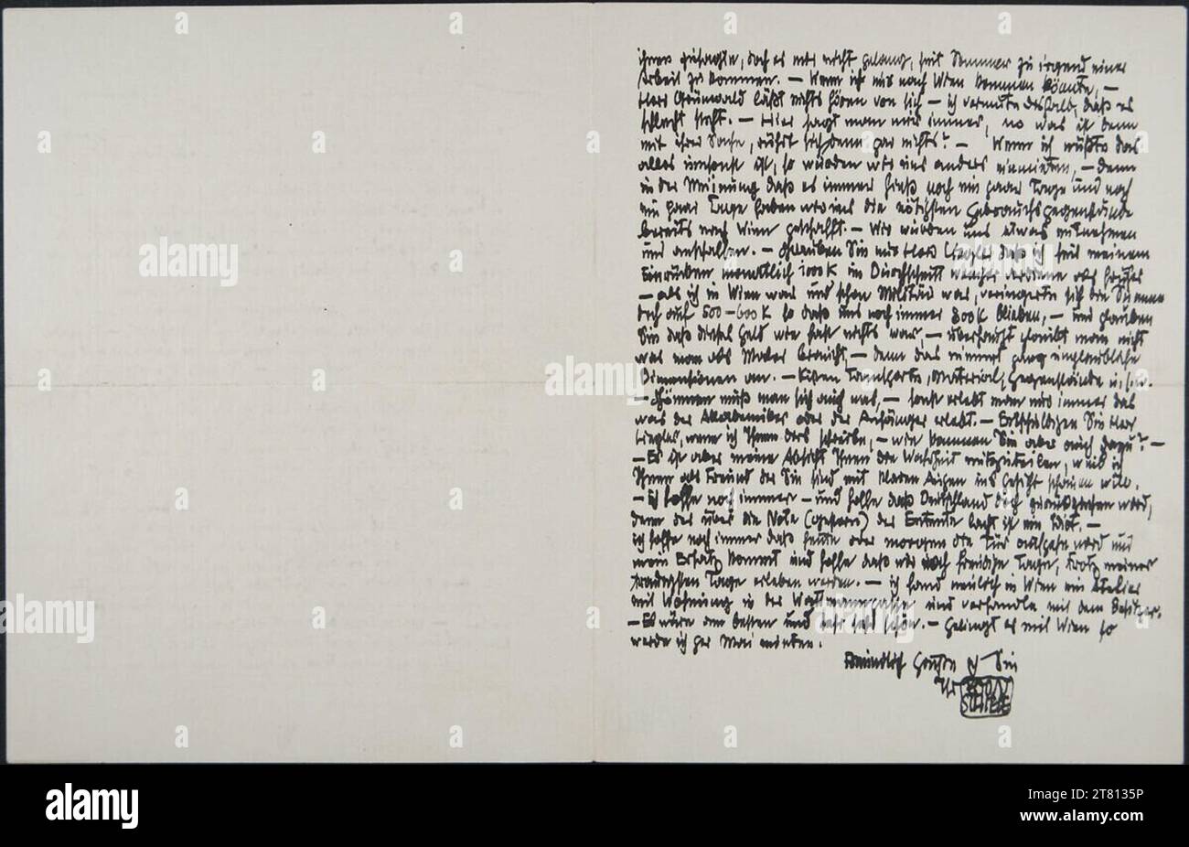 Egon Schiele (Verfasser in) Brief von Egon Schiele an Leopold Liegler vom 2. Januar 1917. Tinte (schwarz) auf Papier 2. Jänner 1917 Stockfoto