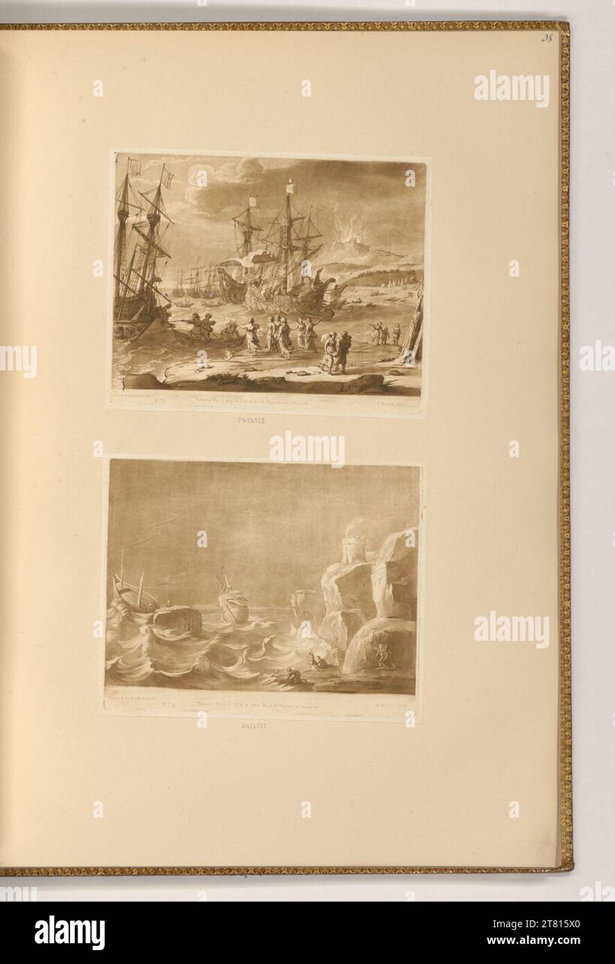 Richard Earlom (Engraver) die Troer-Frauen besteigen die Schiffe; Schiffe bei Sturm. Schaubkunst, Ätzen 1774 , 1774 Stockfoto