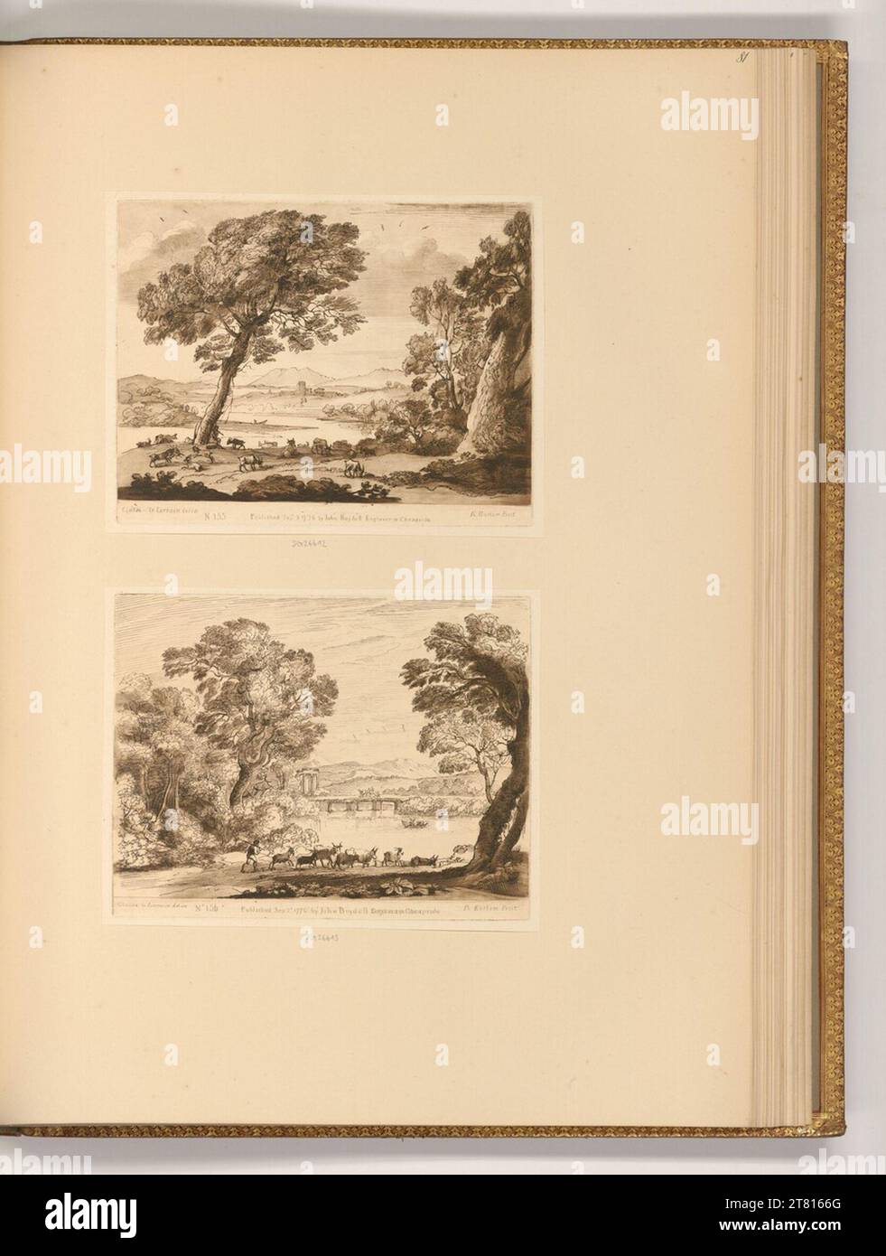 Richard Earlom (Engraver) Flusslandschaft mit Herde; Flusslandschaft mit Hirten und Herden. Schaubkunst, Ätzen 1776 , 1776 Stockfoto