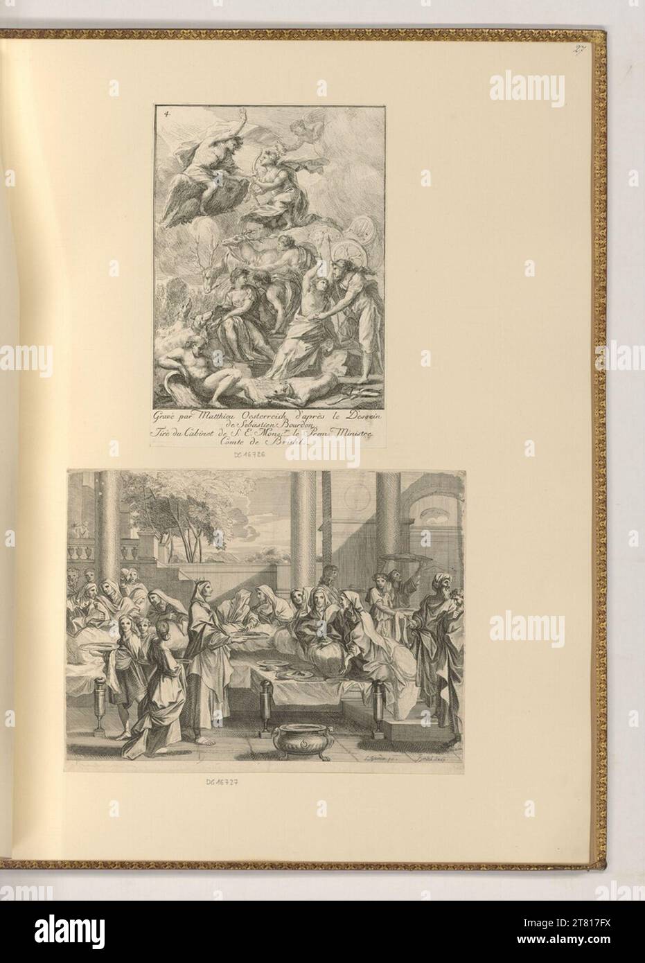 Matthias Oesterreich (Gravierer) Opfer von Iphigenie; Gast einer alten Königin. Ätzen 1680-1778 , 1680/1778 Stockfoto