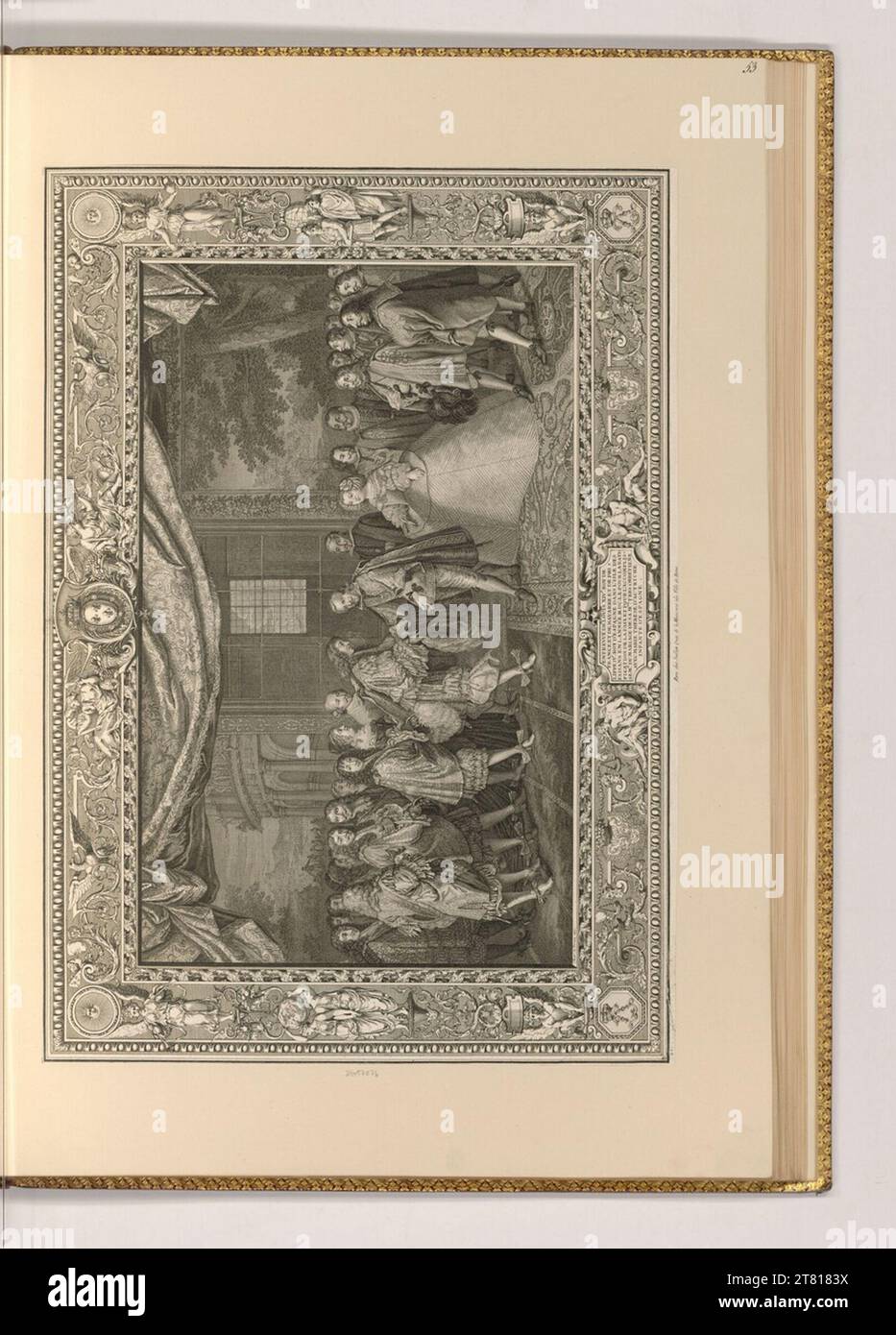 Edmé Jeaurat (Gravierer) Begegnung in Ludwig XIV. Mit Philipp IV. Kupferstich, Ätzung 1728 , 1728 Stockfoto