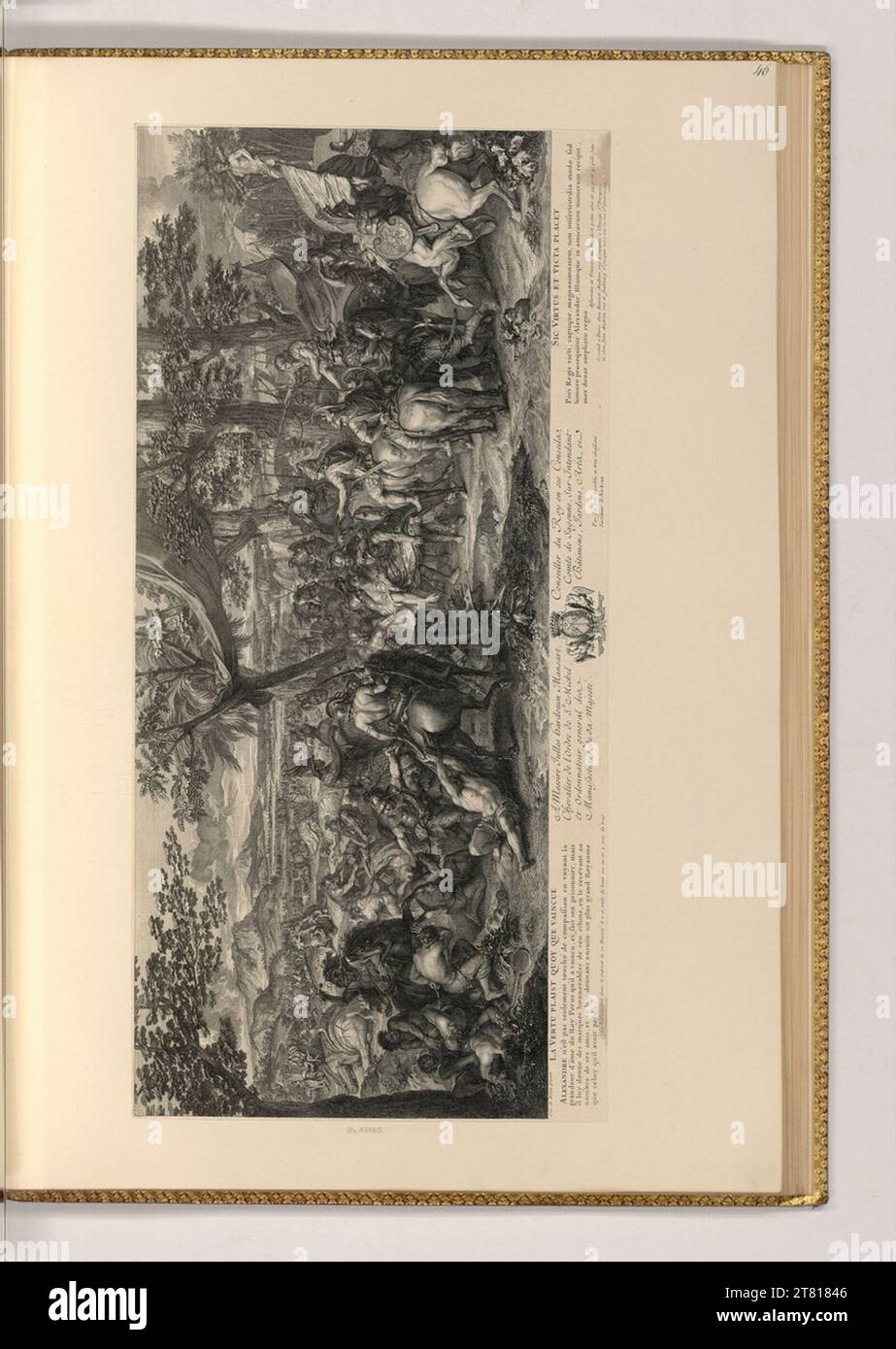 Charles Le Brun Schlacht bei den Hydaspes. Kupferstich, Ätzung 1699-1708 , 1699/1708 Stockfoto