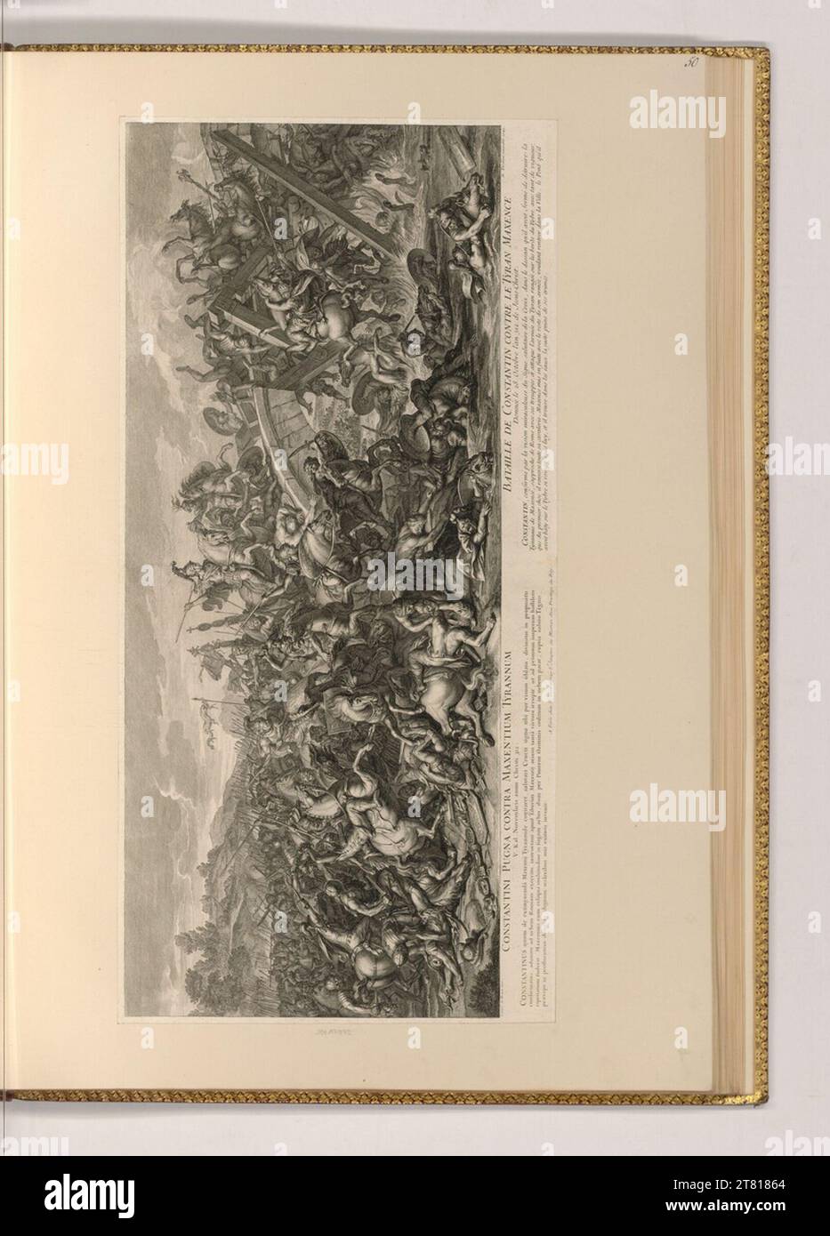 Charles Le Brun Konstantin der große und die Schlacht an der Milvischen Brücke. Kupferstich, Ätzung 1690-1749 , 1690/1749 Stockfoto