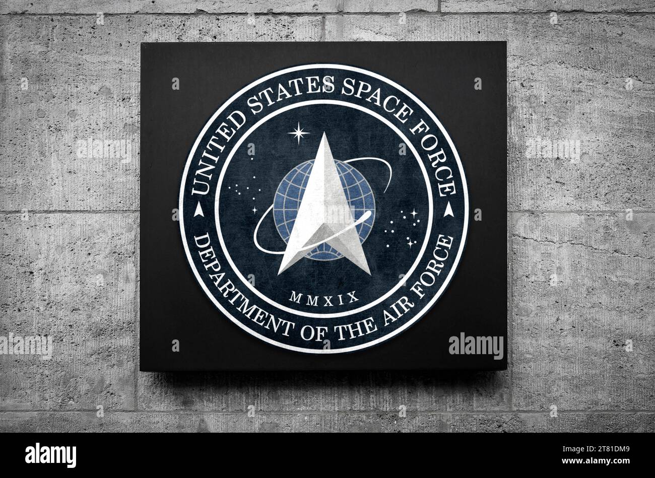 United States Space Force – USSF-Siegel und -Logo Stockfoto