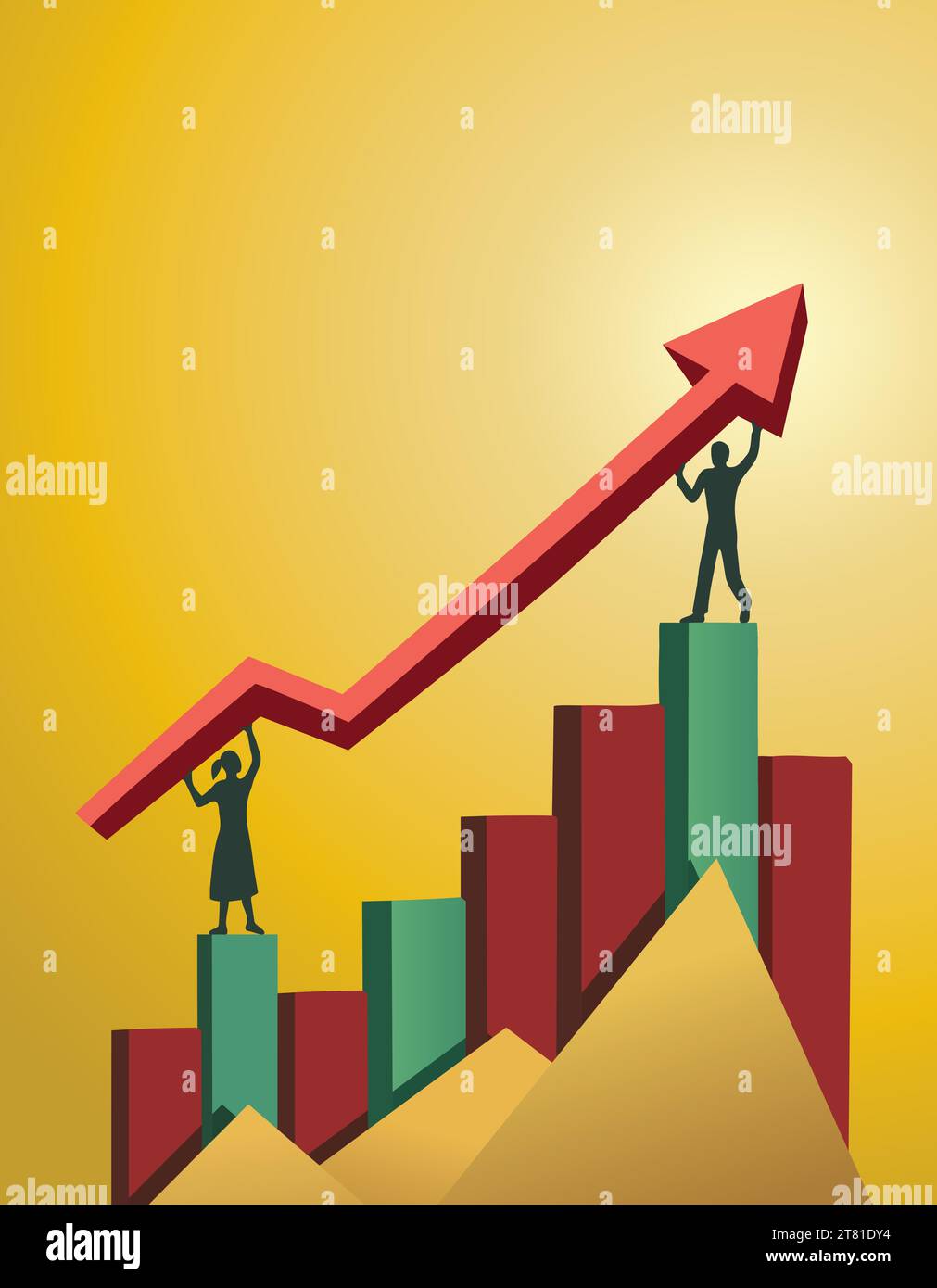 Erfolg erzielen, statistische Daten wachsen, konzeptionelle Vektorillustration Stock Vektor