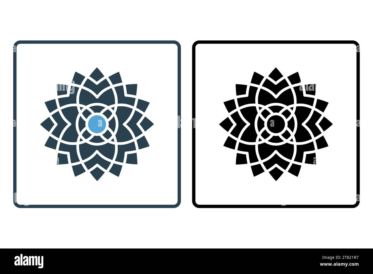 Abbildung des mandala-Symbols. Symbol für Meditation und spirituelles Wachstum. Symbolstil durchgehend. Einfache Vektorkonstruktion bearbeitbar Stock Vektor