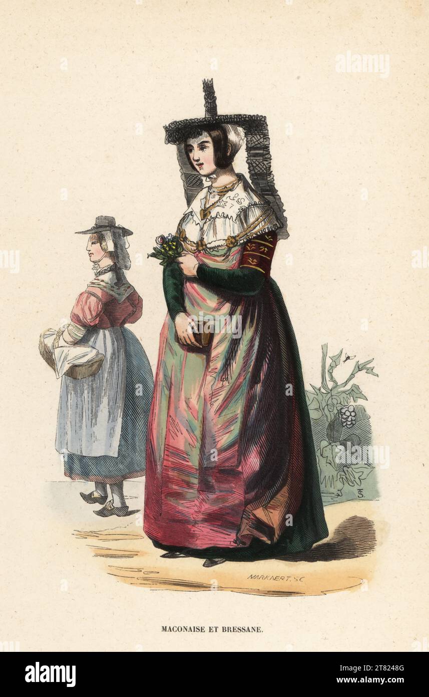 Trachten von Macon und Bresse, Frankreich, 19. Jahrhundert. Frau von ...