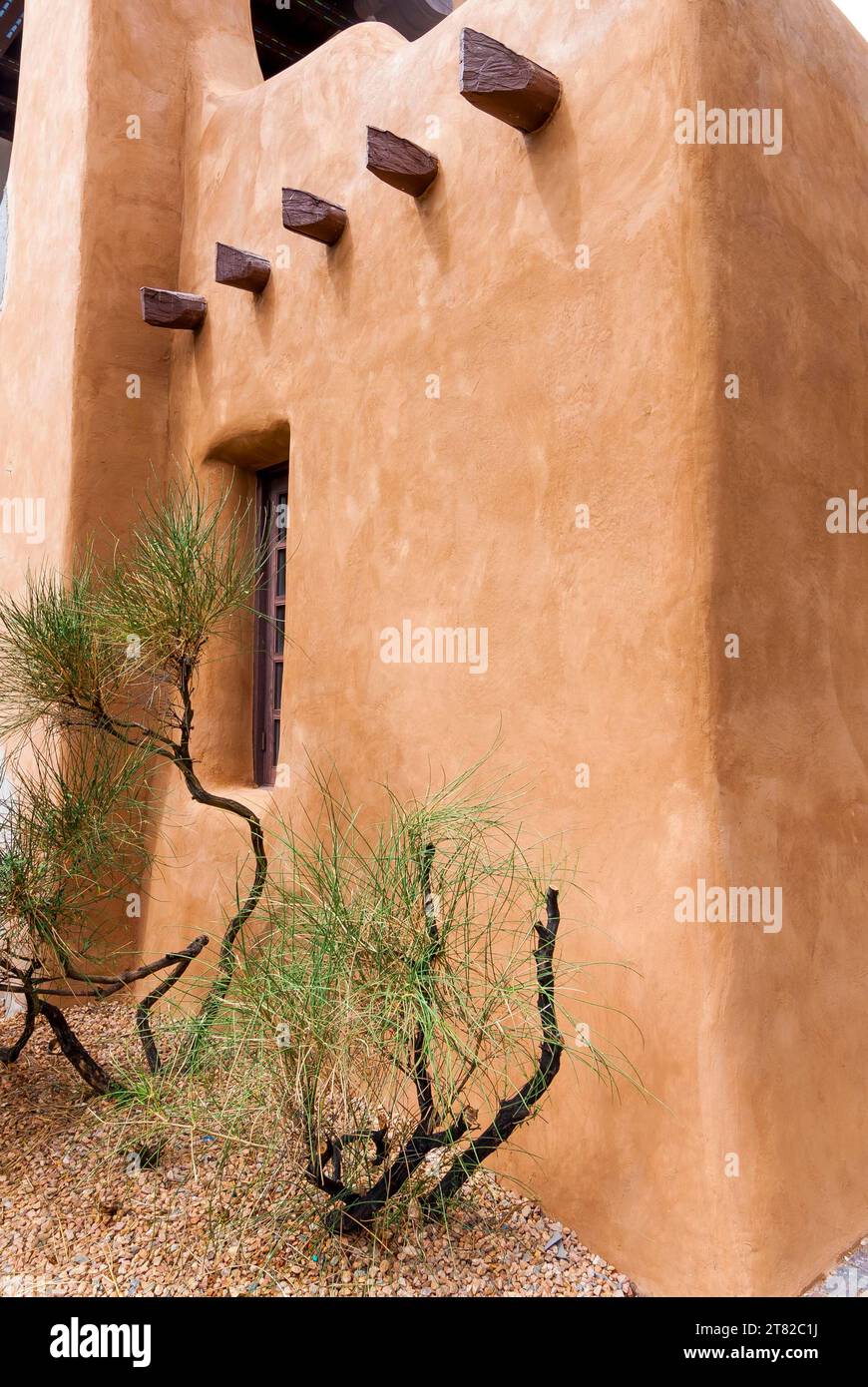 Gebäude, Adobe-Architektur, Erdputz, ökologisch, Santa Fe, New Mexico, USA Stockfoto