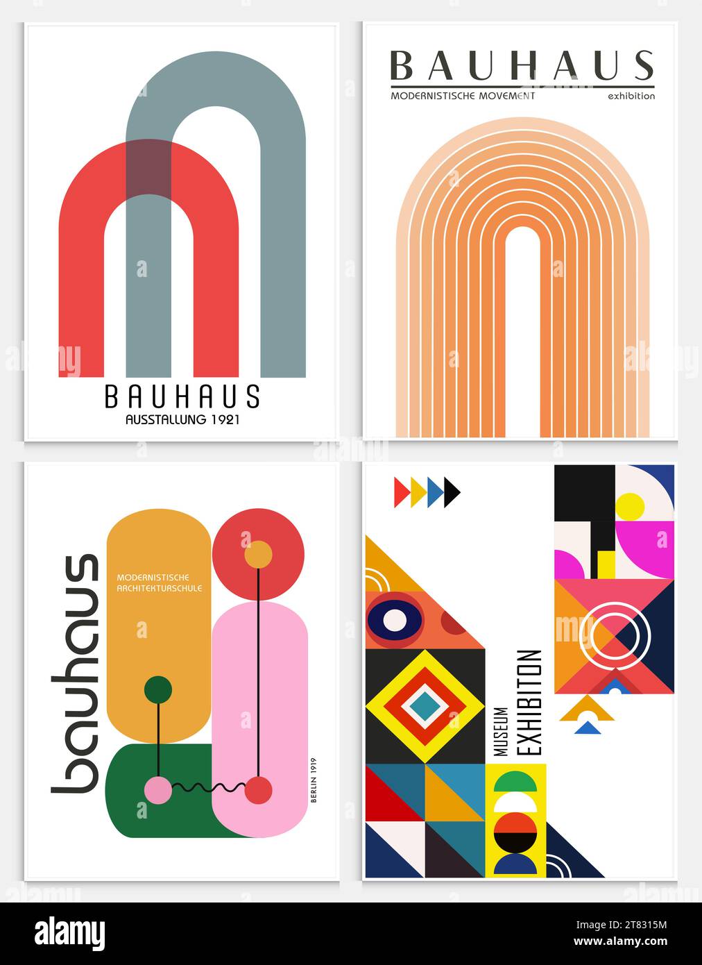 Enthält abstrakte Kunst im bauhaus-Stil, dekorative moderne Kunst, Vektor-Illustration Poster. Drucke, Galerie Wandbilder, Büro Wandbilder, Stock Vektor