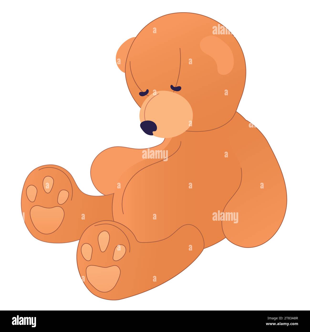 Der Teddybär liegt vom Besitzer verlassen. Vektorillustration von Einsamkeit, psychischen Depressionen, psychischen Problemen. Der Begriff der Separ-Angst Stock Vektor