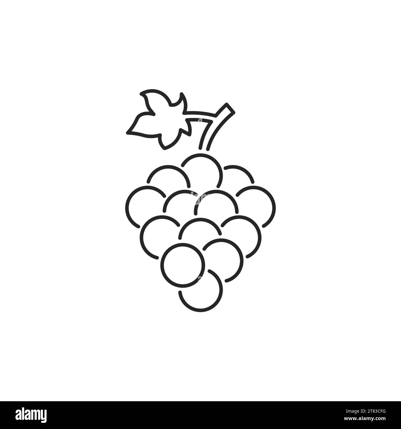 Symbol für isolierte Linie des Traubenvektors. Traubenblatt Wein Schwarz Illustration grafisches Piktogramm einfache Linie Logo Stock Vektor
