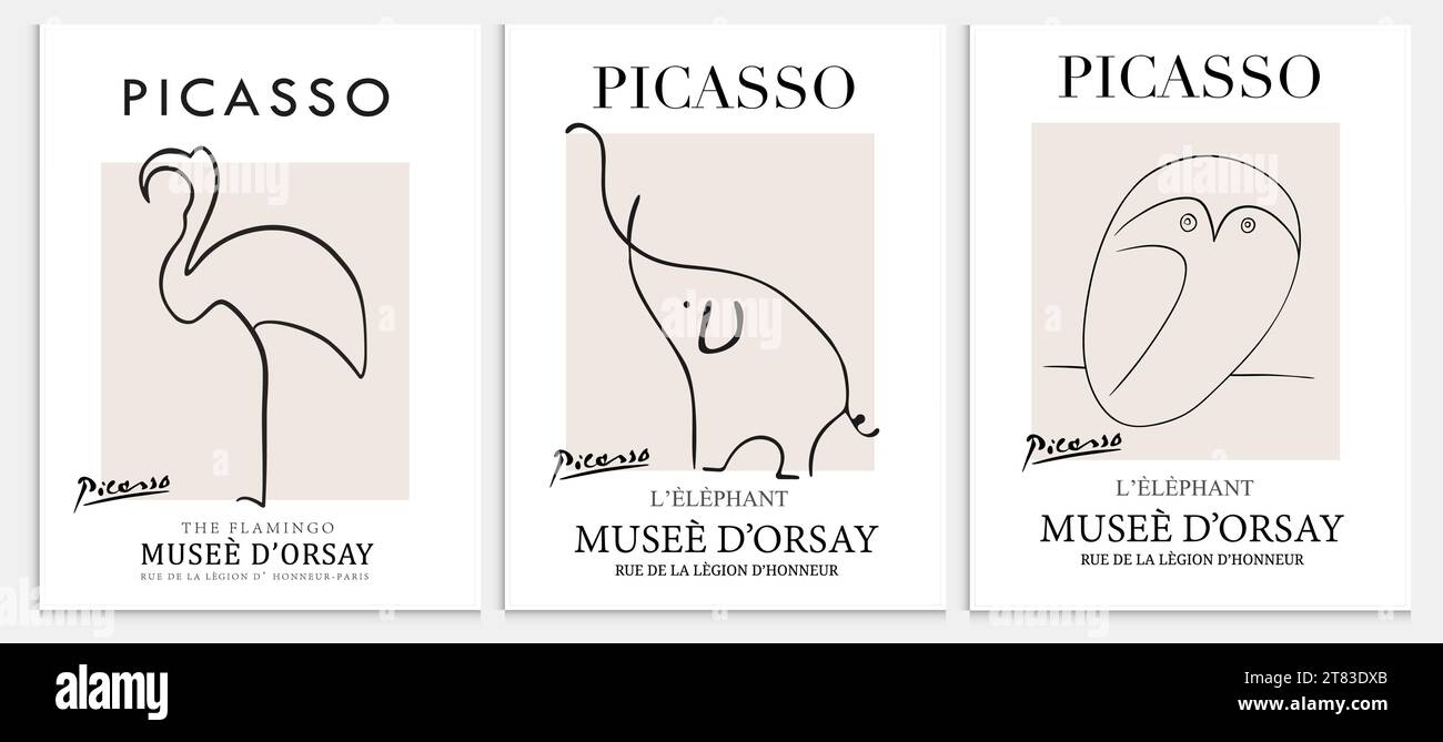 Enthält abstrakte Kunst-Set im Picasso-Stil, moderne Kunst-Sammlung für Dekoration. Vektor-İllustration-Poster. Kollektion für trendige Kunst. Stock Vektor