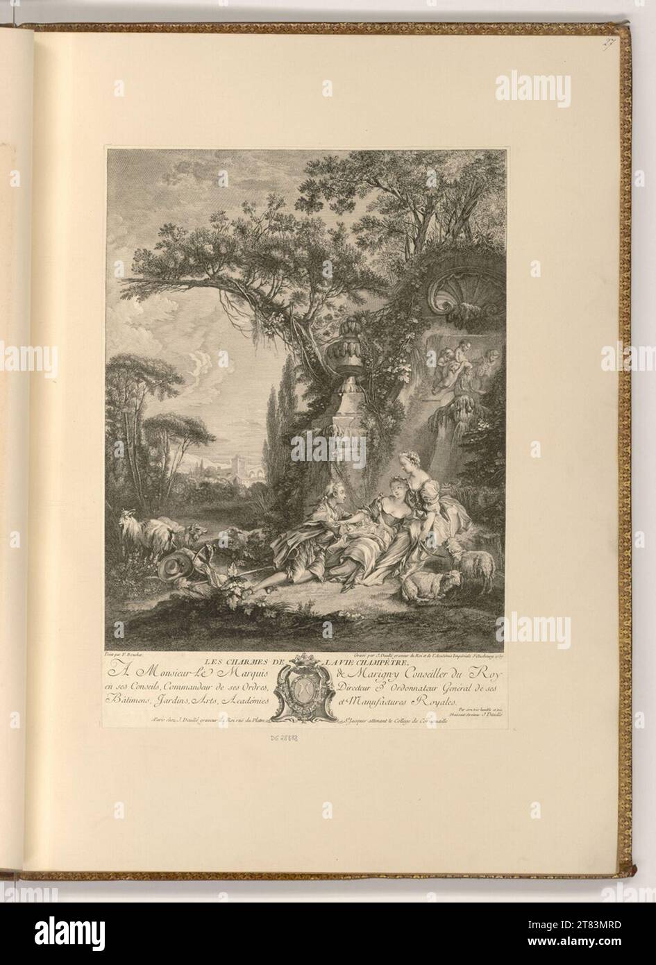 Jean Daullé (Engraver) die Reize des Landlebens. Kupferstich, Ätzung um 1757 Stockfoto