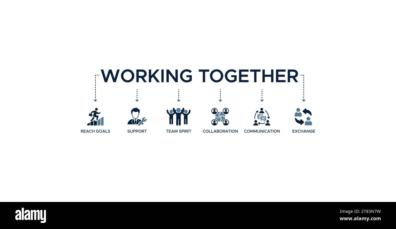 Zusammenarbeit Banner Web-Symbol-Vektor-Illustration Konzept für Teammanagement mit einem Symbol für Zusammenarbeit Ziele erreichen Teamgeist Unterstützung Stock Vektor