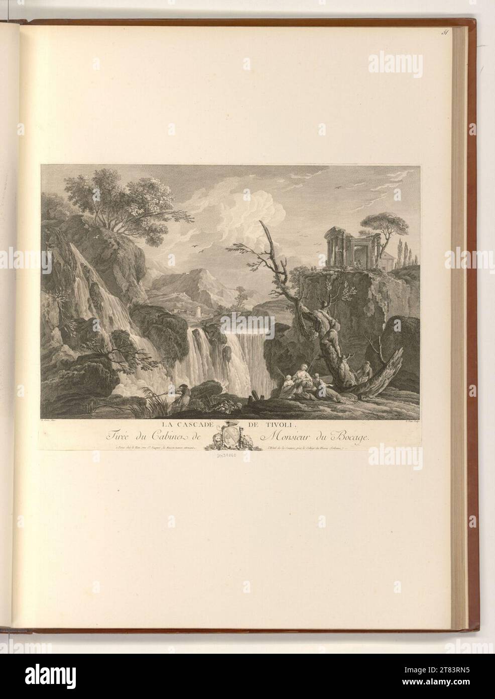 Wasserfall von Jean Jacques Le Veau (Gravierer) Tivoli. Ätzen 1750-1786 , 1750/1786 Stockfoto