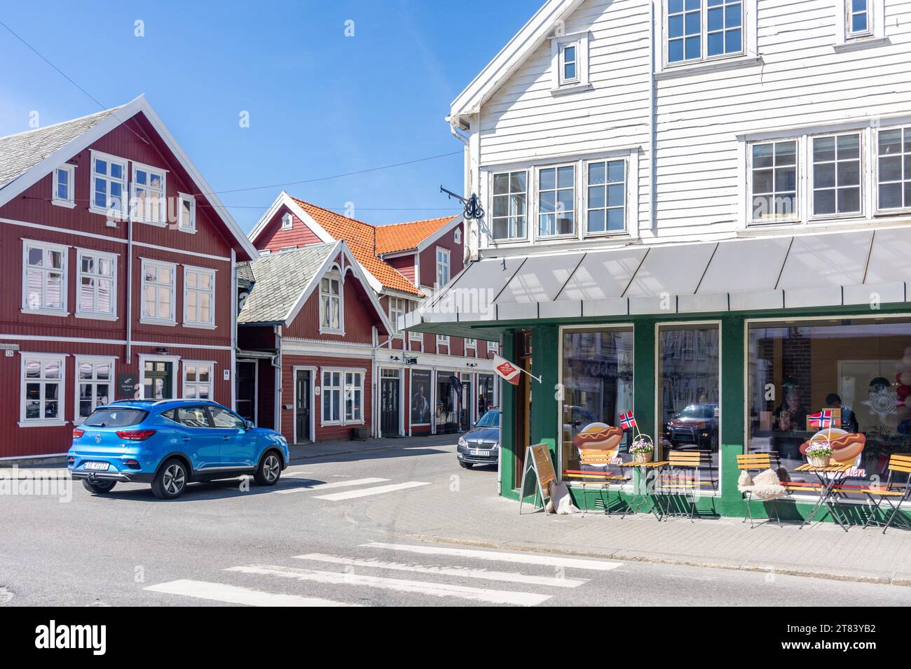 Straßenszene, Strandgata, Town Centre Haugesund, Rogaland County, Norwegen Stockfoto