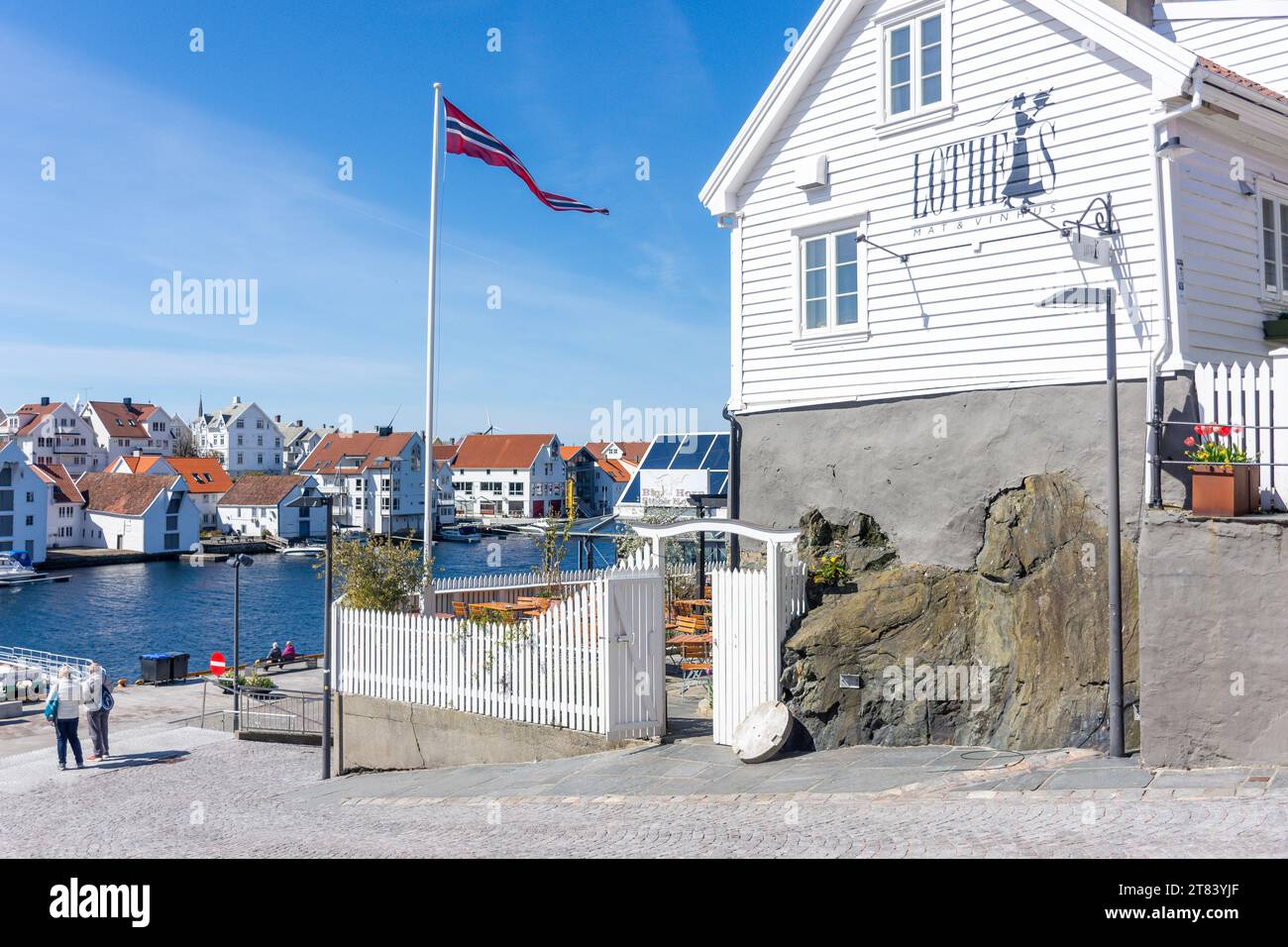 Smedasundet (Uferpromenade), Strandgata, Haugesund, Rogaland County, Norwegen Stockfoto