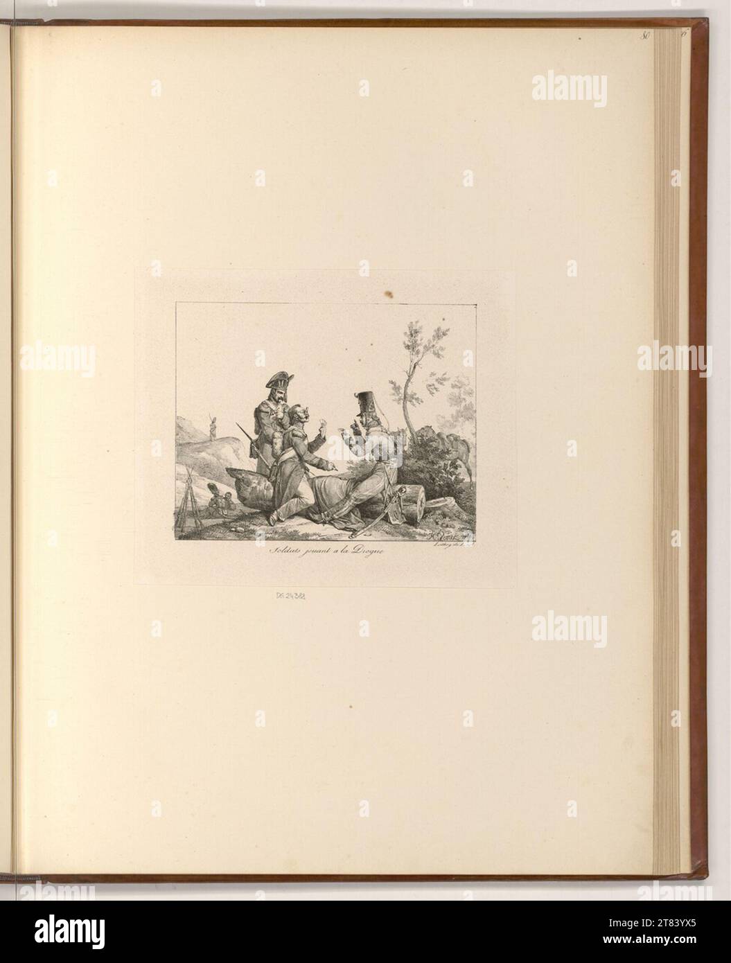 Charles Philibert du Saillant Comte de Lasteyrie (Lithograph in) Soldaten spielen Bagger. Lithographie 1818 , 1818 Stockfoto