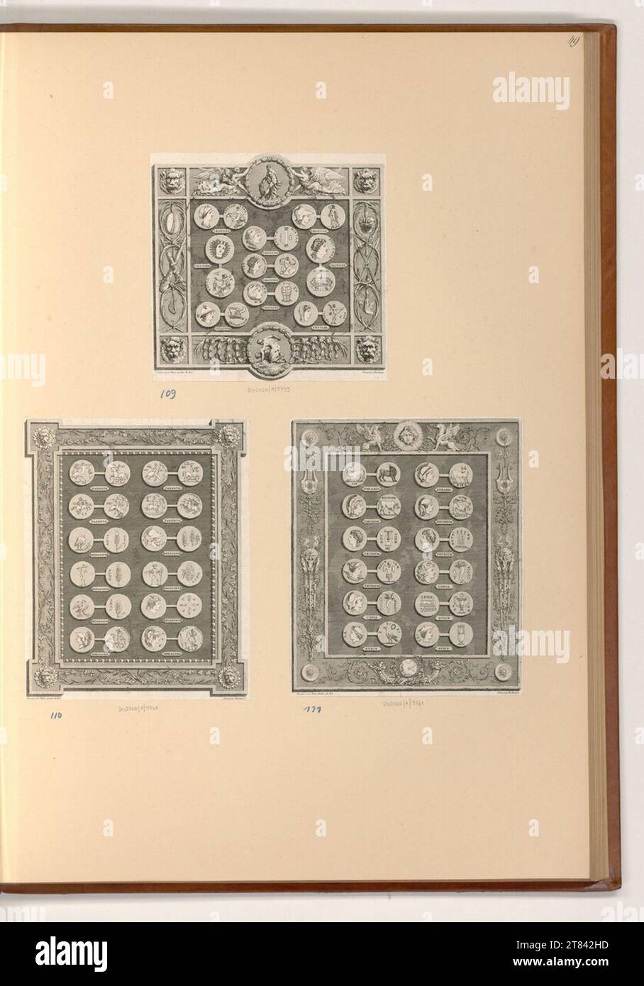 Pierre Gabriel Berthault (Gravierer) verschiedene Münzen und Medaillen. Ätzen 1783 , 1783 Stockfoto