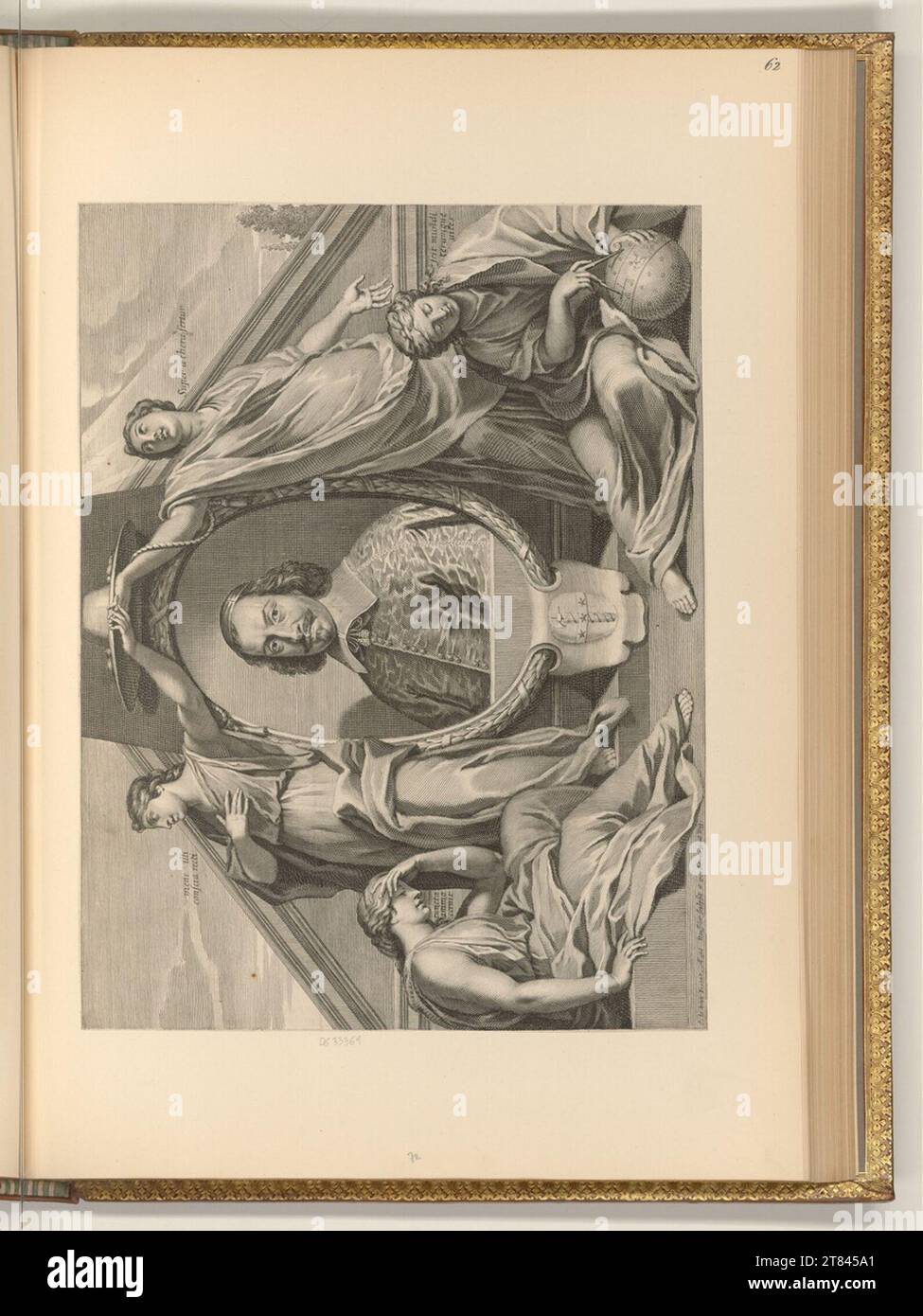 Gilles Rousselet (Engraver) Porträt Jules Mazarin im allegorischen Rahmen. Kupferstich 1639-1686 , 1639/1686 Stockfoto