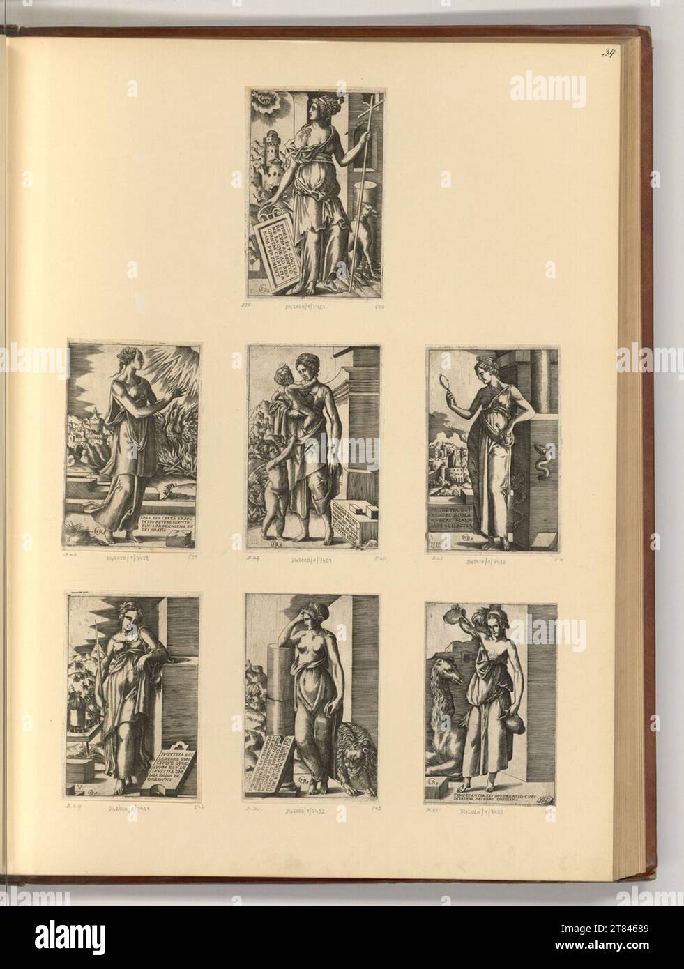 Georges Reverdy (Gravierer) Sieben theologische Tugenden. Kupferstich 1549-1565 , 1549/1565 Stockfoto