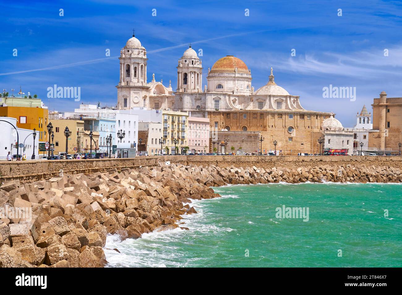Cadiz, Blick auf die Kathedrale, Andalusien, Spanien. Stockfoto