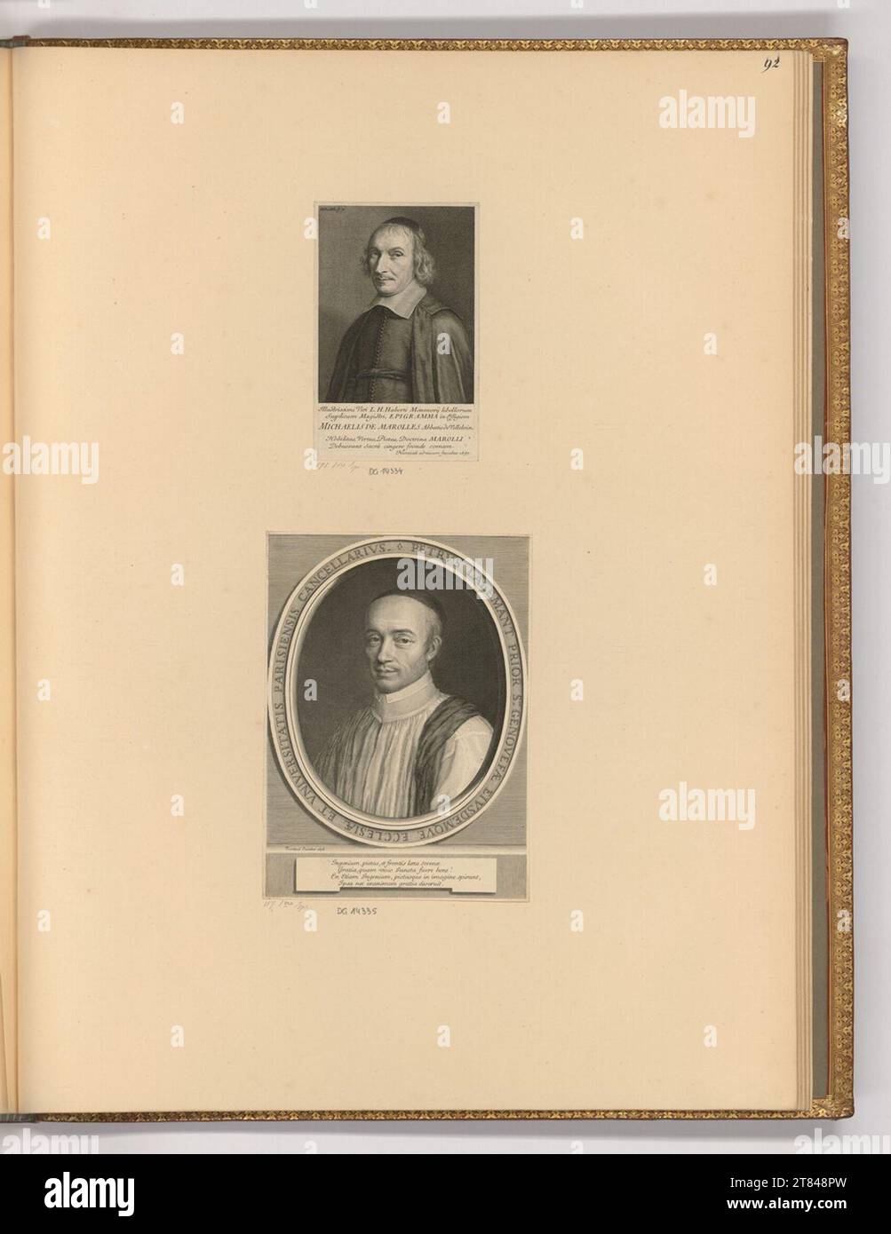 Robert Nanteuil (Engraver) Porträts Michel de Marolles; Pierre Lallemant. Kupferstich, Ätzung 1657; 1678 Stockfoto