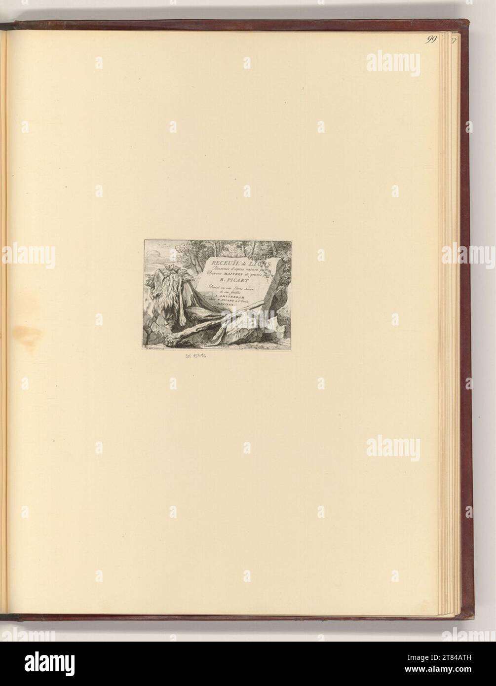 Bernard Picart (ausführende r Künstler in) Titleblatt, Recueilen de Lions. Ätzen 1729 , 1729 Stockfoto