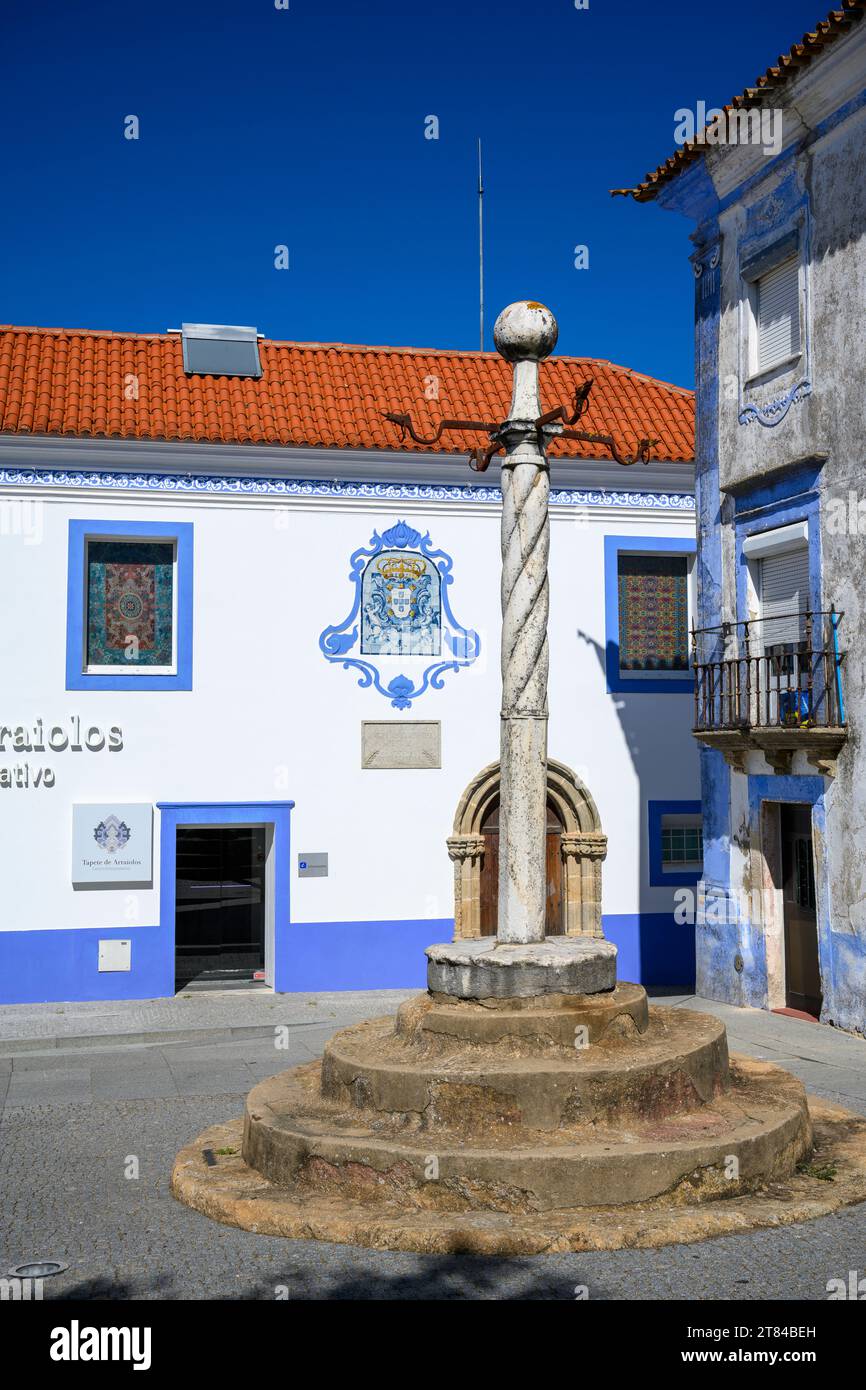 Äußere des Tapisry Museums, Arraiolos, Portugal an Arraiolos Teppich, Arraiolos Teppich, Arraiolos Teppich oder portugiesische Handarbeit Teppich (auf Portugiesisch Stockfoto