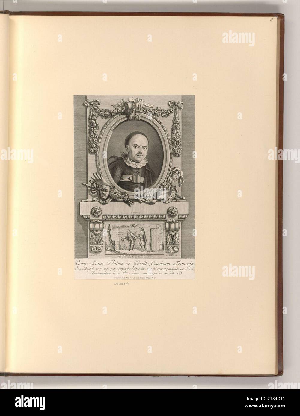 Jean Baptiste Michel (Gravur) Porträt Pierre-Louis Dubus (Préville). Ätzen 1767 , 1767 Stockfoto