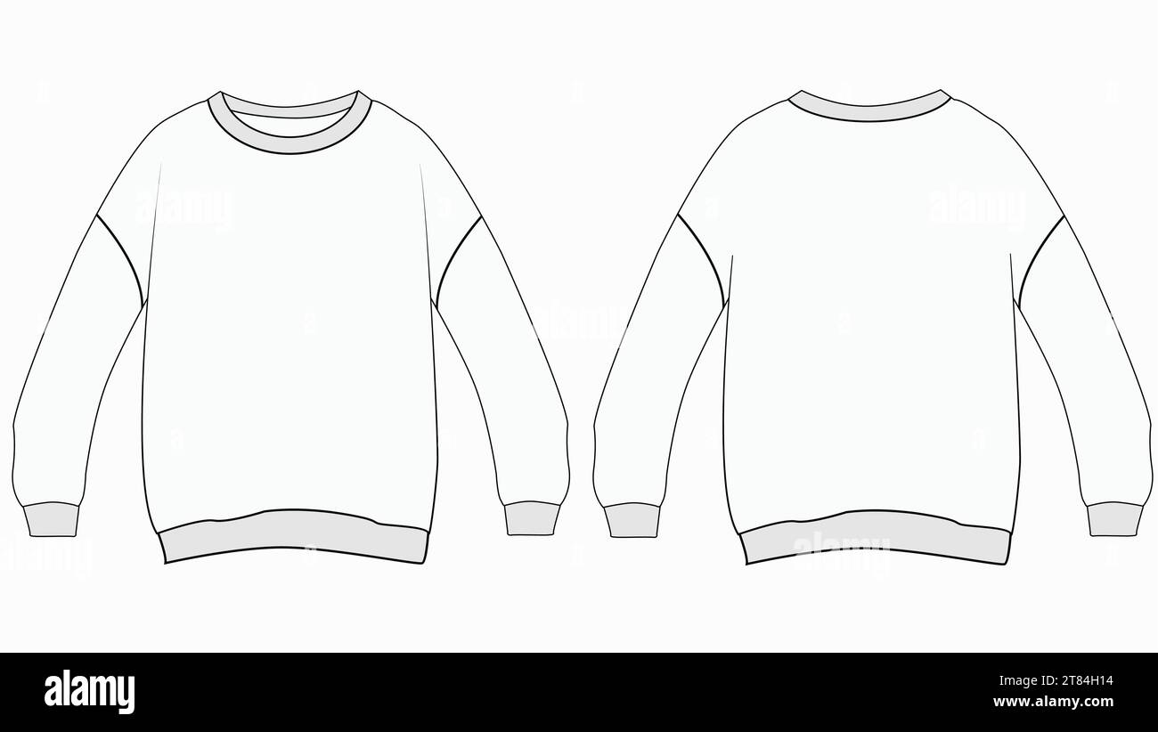 Leeres weißes Langarm-T-Shirt-Template-Design und T-Shirt-Modell-Design Stock Vektor