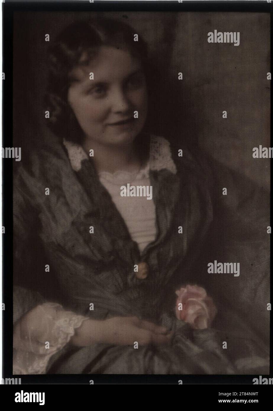 Wilhelm August Schwind Frauenporträt. Autochrome mit mattiertem Glas Stockfoto