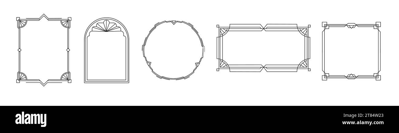 Art-Deco-Rahmenvektordesign. Quadratisch und rechteckig modern Stock Vektor