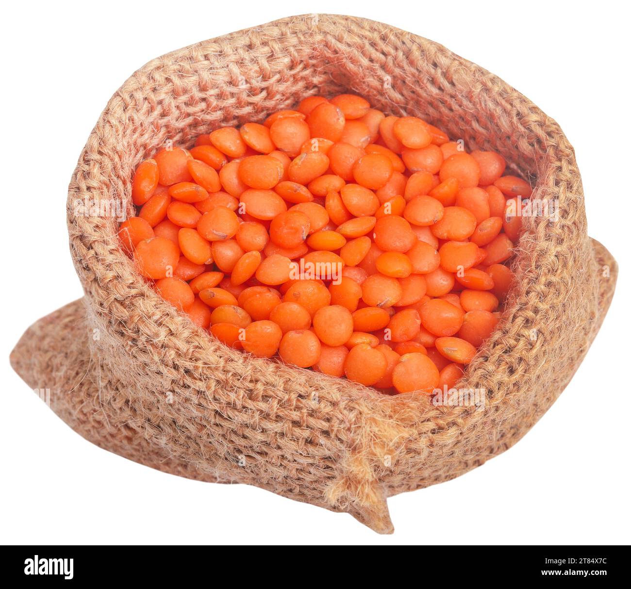 Etwas frisches Linsen in Jute-Sacksack Stockfoto