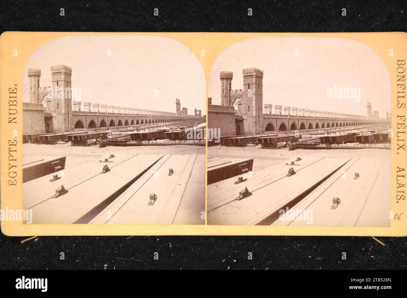 Félix Bonfils Befestigungssystem am Nil. Albuminpapier, auf der Box / Stereoformat ca. 1867-1878 , 1867/1878 Stockfoto