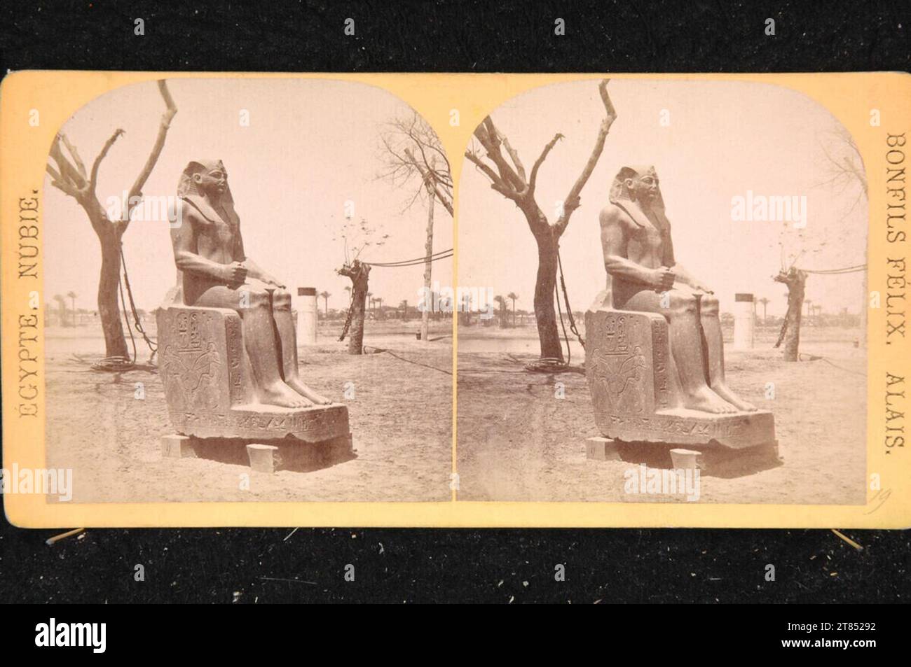 Félix Bonfils Statue wurde in der Wüste aufgenommen. Albuminpapier, auf der Box / Stereoformat ca. 1867-1878 , 1867/1878 Stockfoto