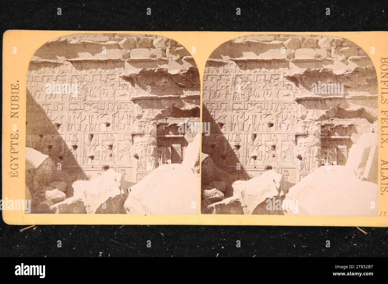 Félix Bonfils Kalabschah, Tempel. Albuminpapier, auf der Box / Stereoformat ca. 1867-1878 , 1867/1878 Stockfoto