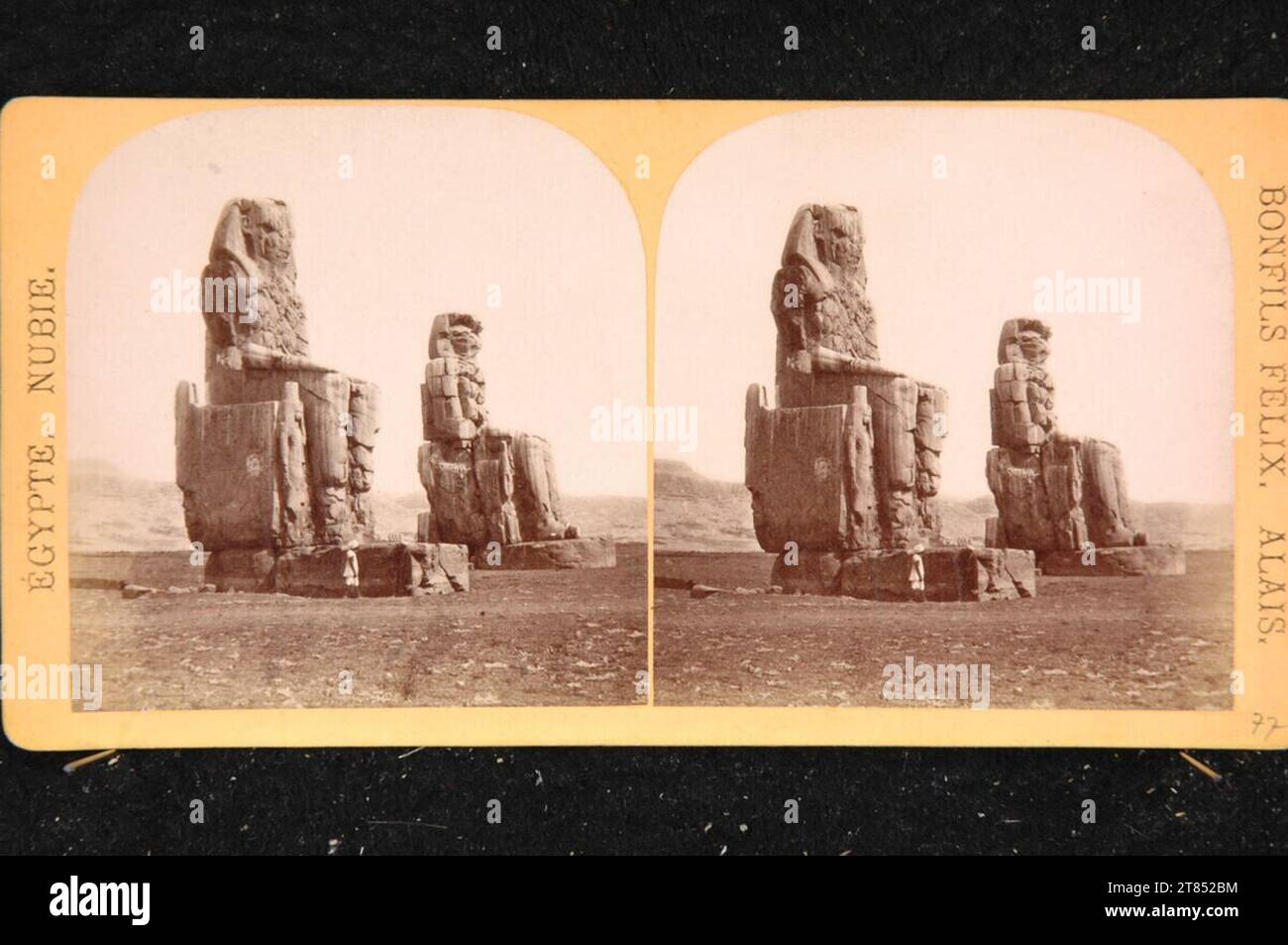 Félix Bonfils Thebes, Koloss des Säugetieres. Albuminpapier, auf der Box / Stereoformat ca. 1867-1878 , 1867/1878 Stockfoto