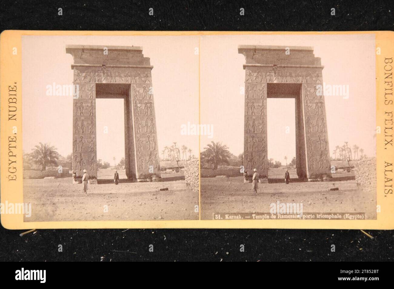 Félix Bonfils Karnak, Triumphtor der Ramsstampel. Albuminpapier, auf der Box / Stereoformat ca. 1867-1878 , 1867/1878 Stockfoto