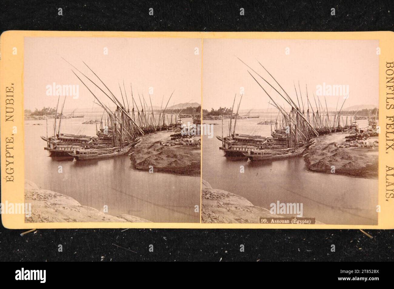 Félix Bonfils Assuan. Albuminpapier, auf der Box / Stereoformat ca. 1867-1878 , 1867/1878 Stockfoto