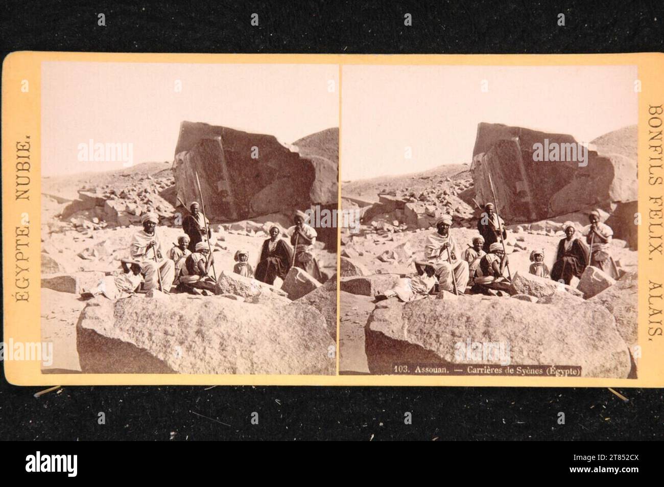 Félix Bonfils Asuan, Steinbruch von Siene. Albuminpapier, auf der Box / Stereoformat ca. 1867-1878 , 1867/1878 Stockfoto